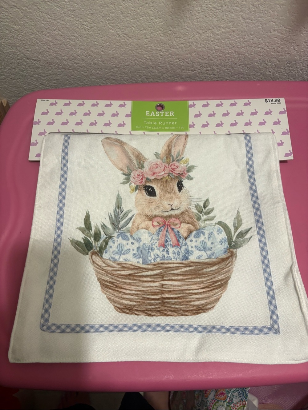 Hobby Lobby Easter Bunny Table Runner - White, Brown, Pink, Blue, Green
